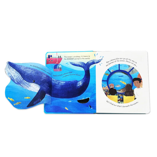 Interactive children's book about the ocean floor - colorful cover with educational 3D flaps.