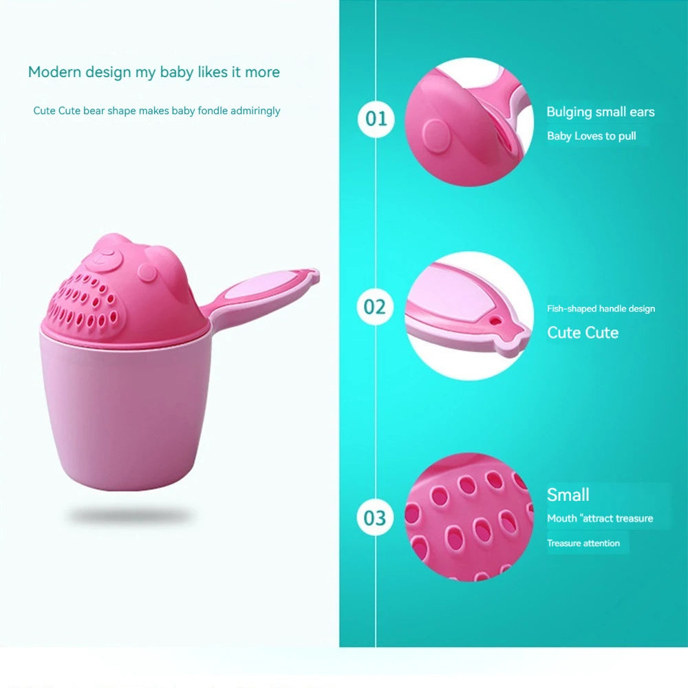 Bonita taza de baño de dibujos animados para bebé: lavar el cabello con suavidad es divertido