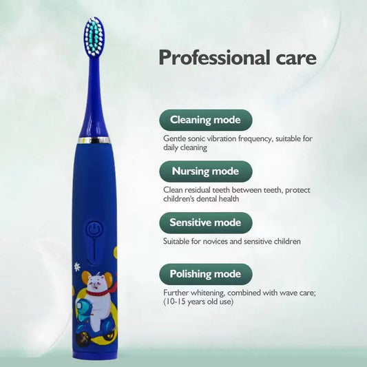 Kids Sonic Electric Toothbrush | Children's Rechargeable Brush with 5 Replacement Heads