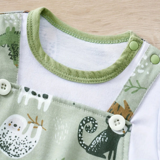 Baby Boy Zoo Animal Romper | Faux Two-Piece Bodysuit for Casual Play & Everyday Wear