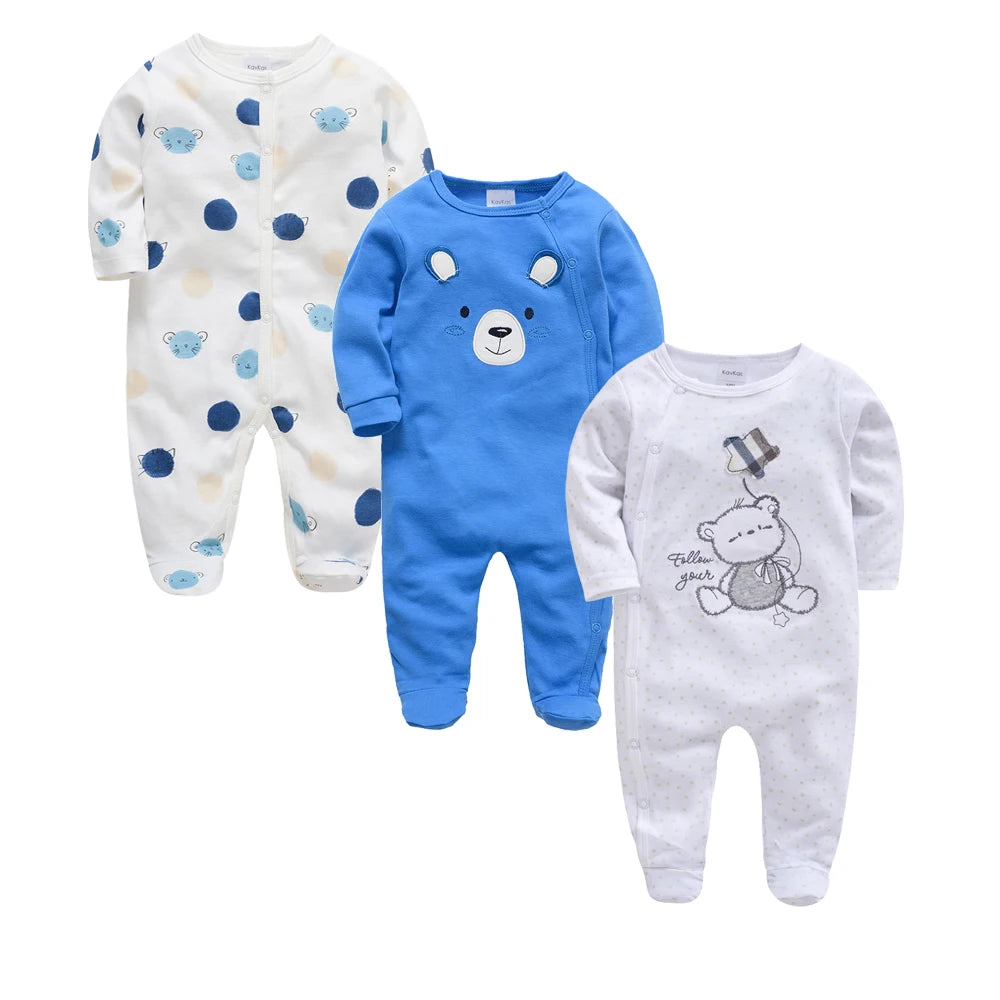 Baby layette set, 3 pieces - rompers and long-sleeved bodysuits for newborns up to 12 months.