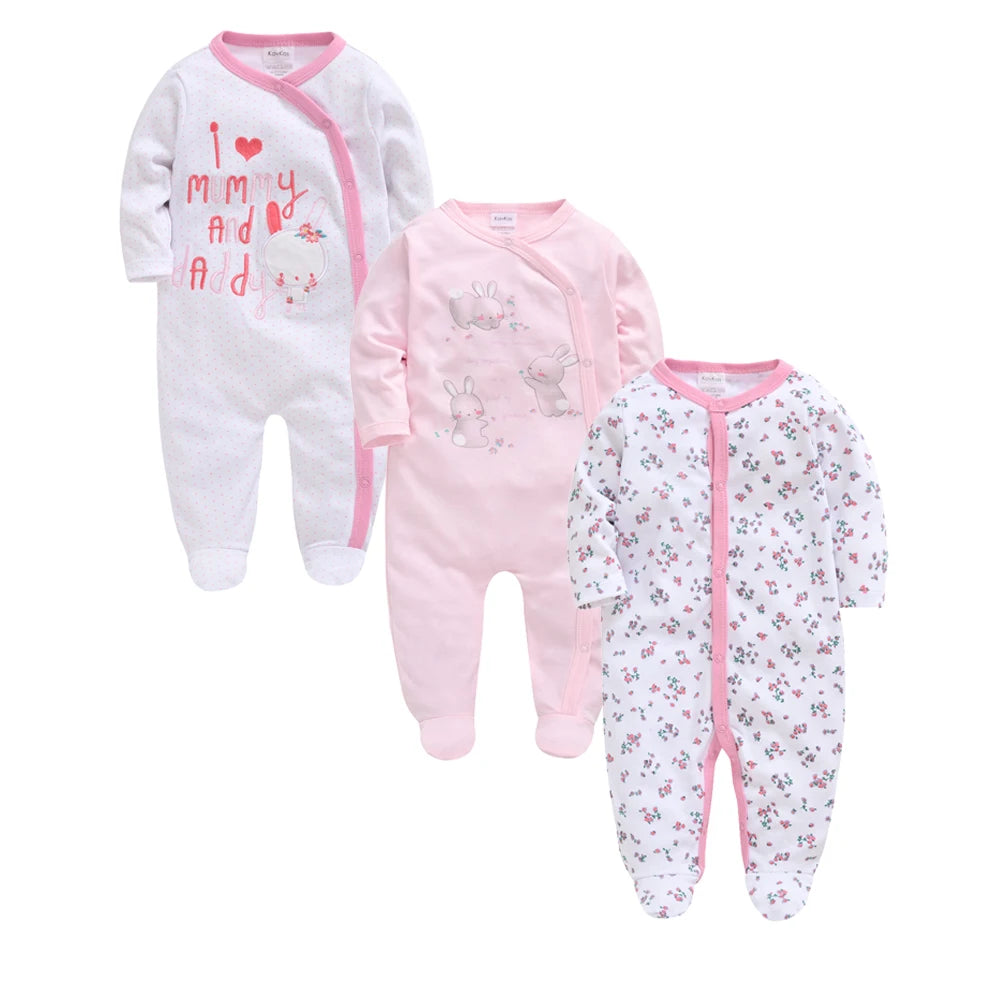 Baby layette set, 3 pieces - long-sleeved rompers and bodysuits for newborns up to 12 months.