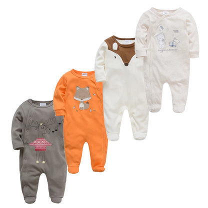 Baby layette set, 4 pieces - long-sleeved rompers and bodysuits for boys, for newborns up to 12 months.