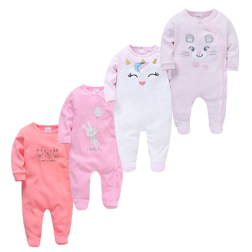 Baby layette set, 4 pieces - long-sleeved rompers and bodysuits for newborns up to 12 months.