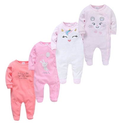 Baby layette set, 4 pieces - long-sleeved rompers and bodysuits for newborns up to 12 months.