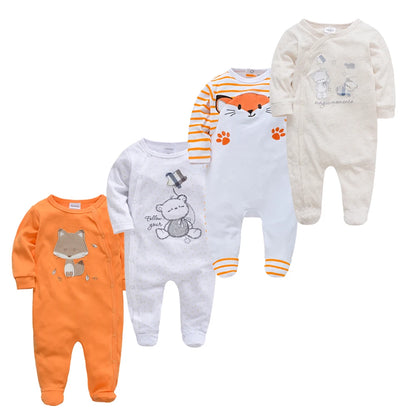 Baby layette set, 4 pieces - long-sleeved rompers and bodysuits for boys, for newborns up to 12 months.
