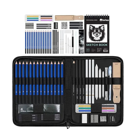 Complete 49-piece art kit - various materials for drawing and painting.