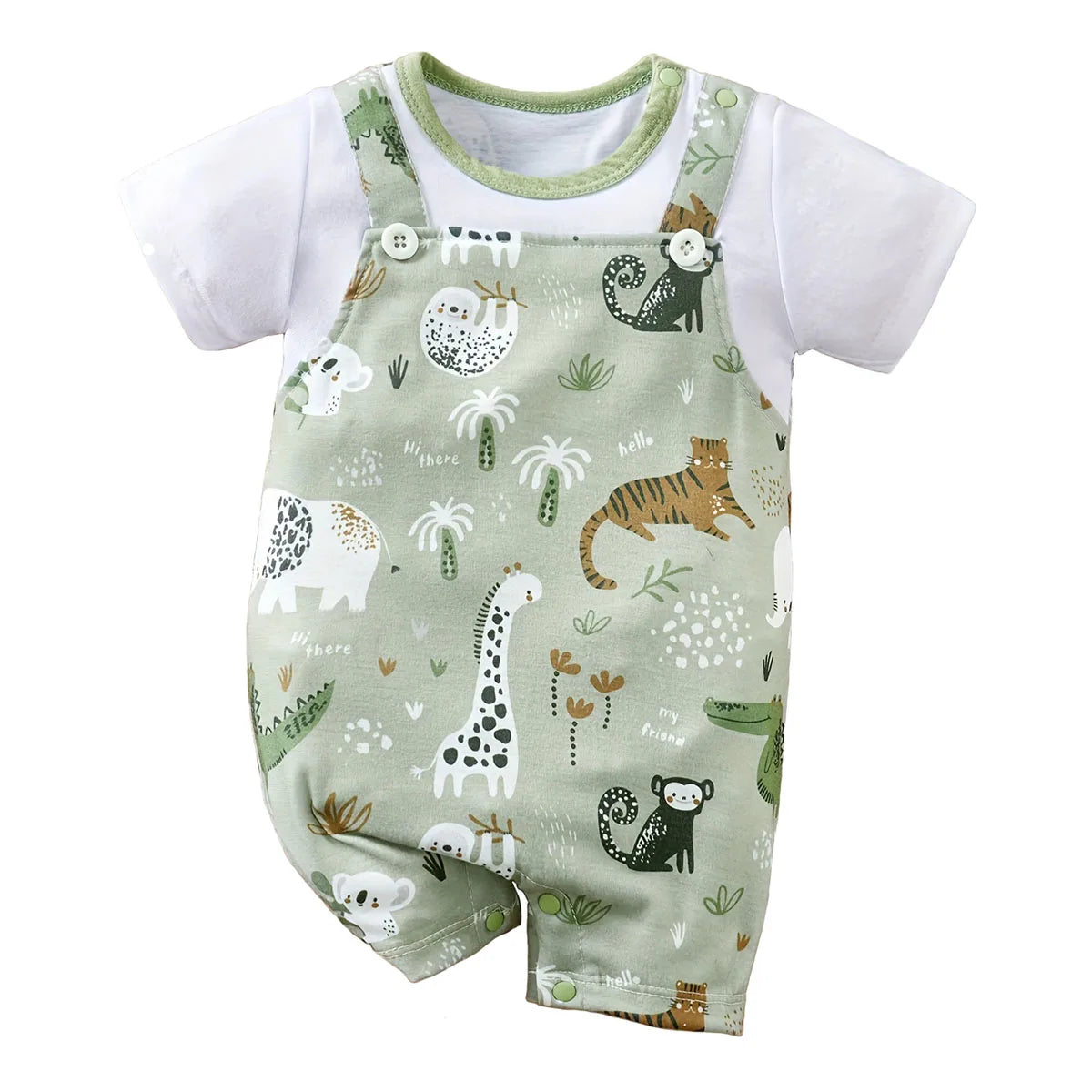 Baby Boy Zoo Animal Romper | Faux Two-Piece Bodysuit for Casual Play & Everyday Wear