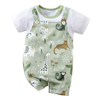 Baby Boy Zoo Animal Romper | Faux Two-Piece Bodysuit for Casual Play & Everyday Wear