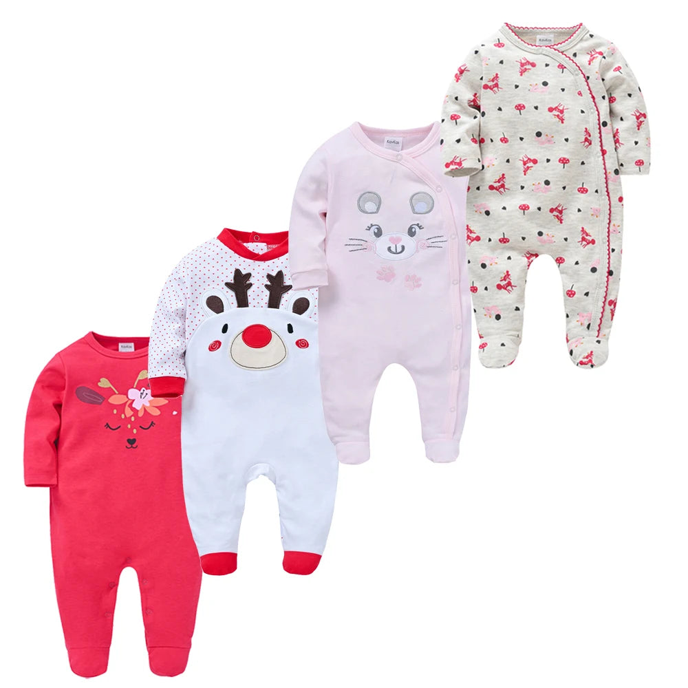 Baby layette set, 4 pieces - long-sleeved rompers and bodysuits for newborns up to 12 months.