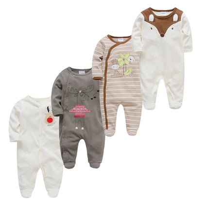 Baby layette set, 4 pieces - long-sleeved rompers and bodysuits for boys, for newborns up to 12 months.
