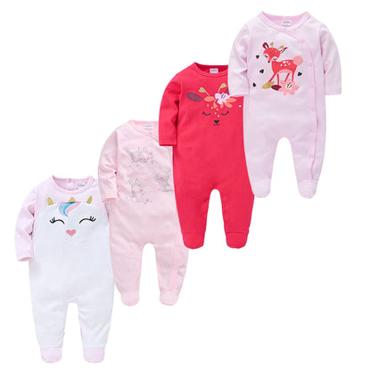 Baby layette set, 4 pieces - long-sleeved rompers and bodysuits for newborns up to 12 months.