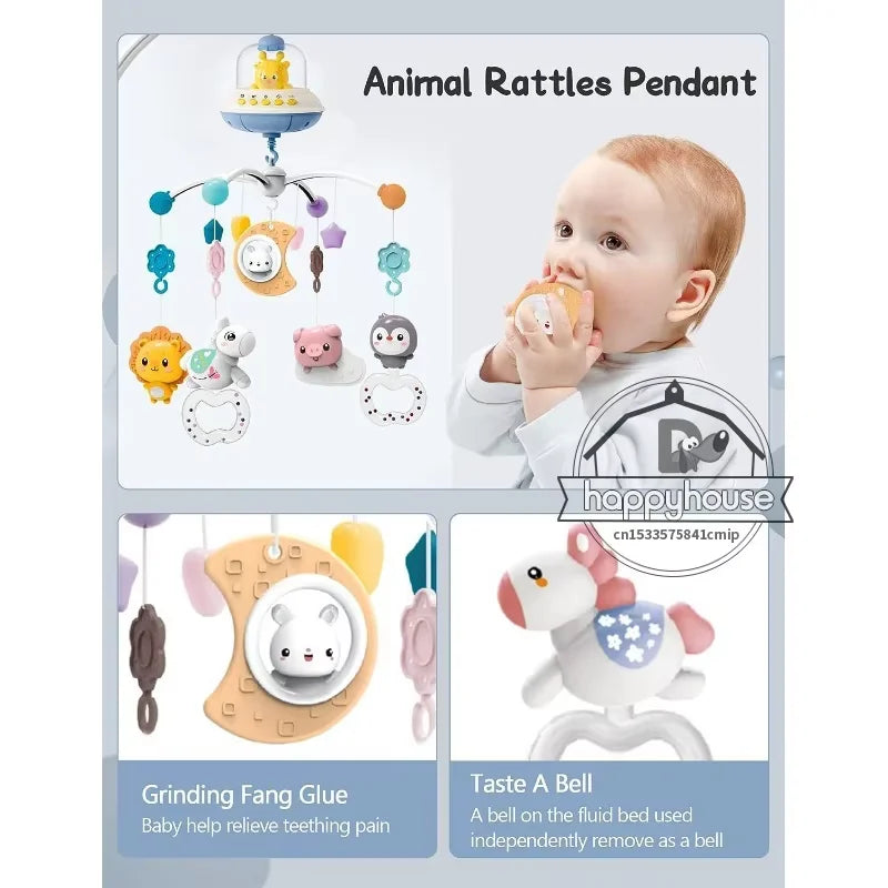 Crib projector with remote control - helps baby sleep with lights and music.