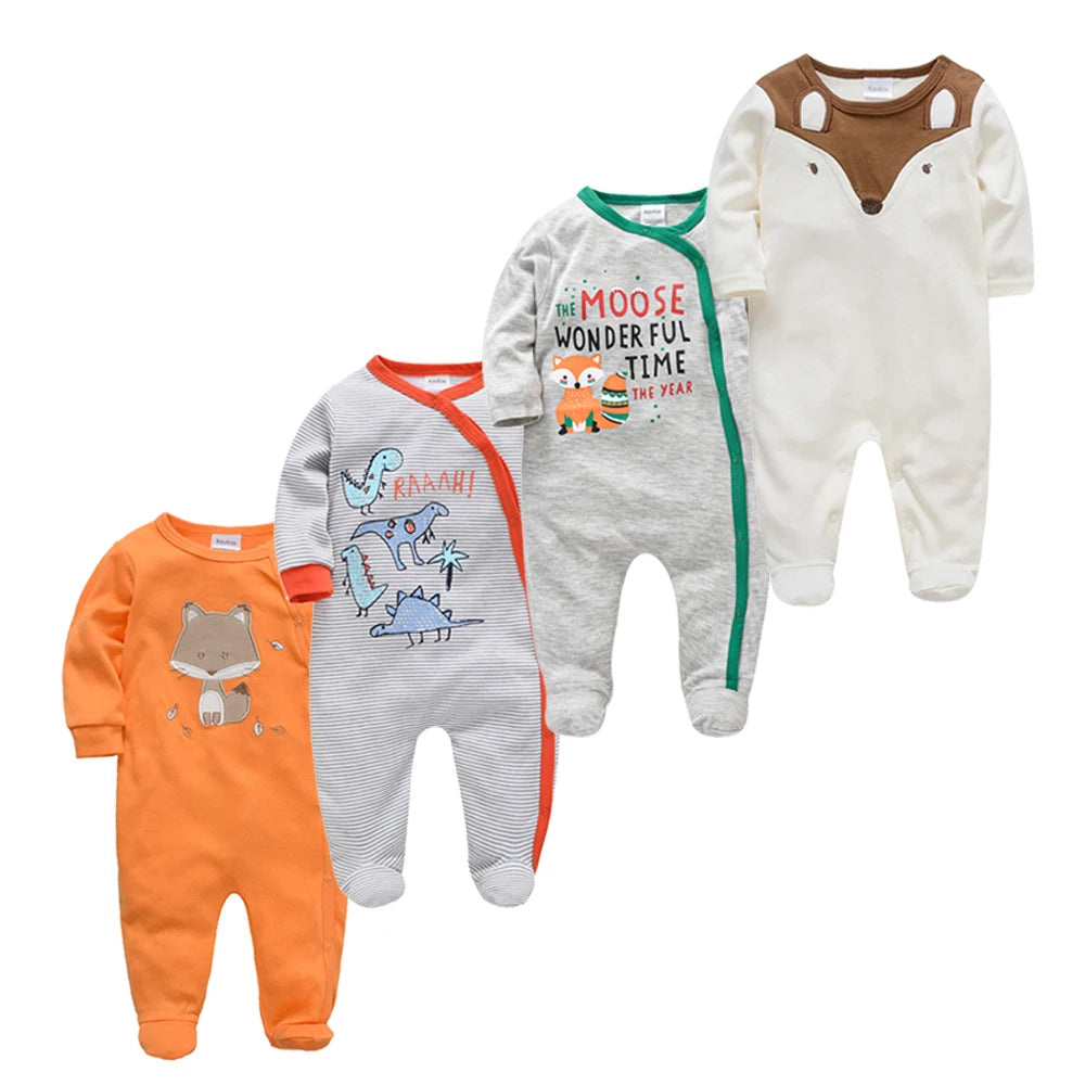 Baby layette set, 4 pieces - long-sleeved rompers and bodysuits for boys, for newborns up to 12 months.