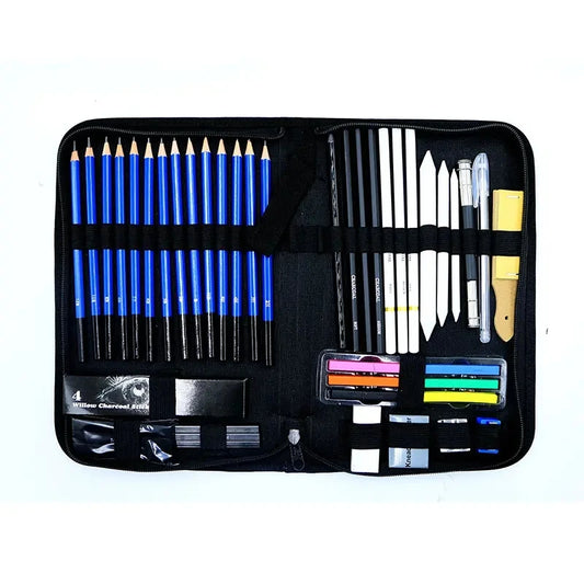 Complete 49-piece art kit - various materials for drawing and painting.
