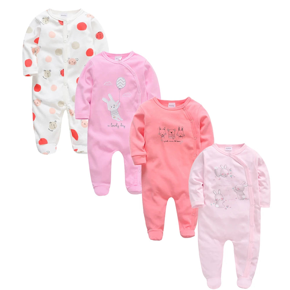 Baby layette set, 4 pieces - long-sleeved rompers and bodysuits for newborns up to 12 months.