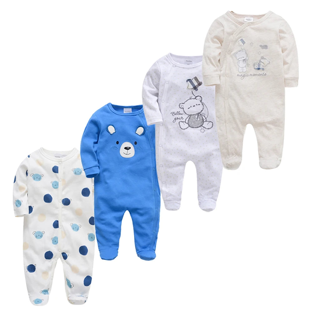 Baby layette set, 4 pieces - long-sleeved rompers and bodysuits for boys, for newborns up to 12 months.