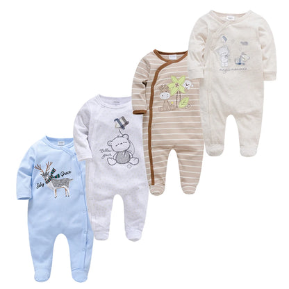 Baby layette set, 4 pieces - long-sleeved rompers and bodysuits for boys, for newborns up to 12 months.