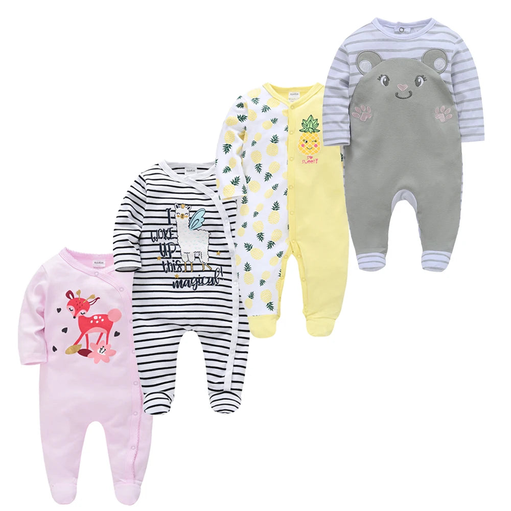 Baby layette set, 4 pieces - long-sleeved rompers and bodysuits for newborns up to 12 months.