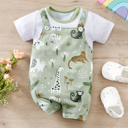 Baby Boy Zoo Animal Romper | Faux Two-Piece Bodysuit for Casual Play & Everyday Wear
