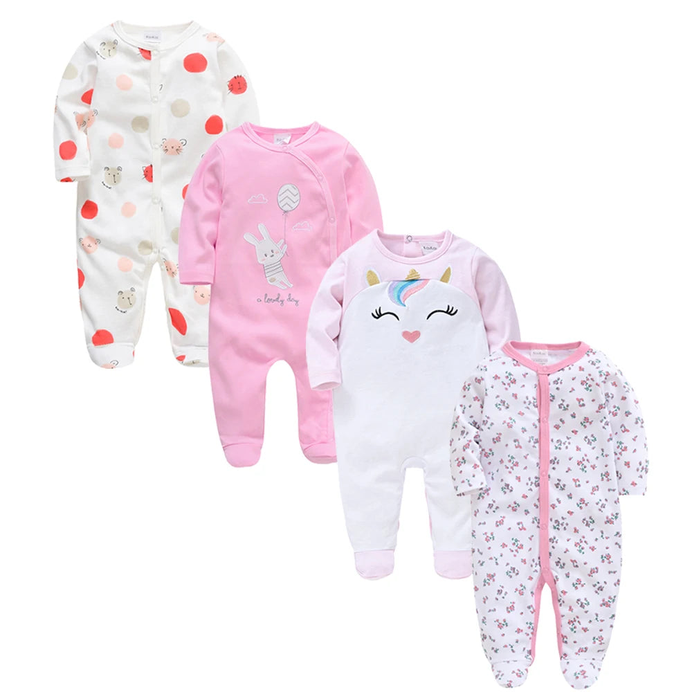 Baby layette set, 4 pieces - long-sleeved rompers and bodysuits for newborns up to 12 months.
